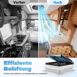 Dakventilator met LED - Motorhome Ventilator - Frisse Lucht - Waterdicht IP68 - 36x35x15 cm - Wit — thumbnail 2