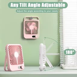 KZQ Draagbare Herlaadbare Ventilator - Stille Kleine Bureauventilator Met 180° Kantelhoek - 100 Snelheden Geschikt Voor Slaapkamer Kantoor Thuis En Buiten - Wit — thumbnail 5