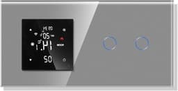 Slimme Thermostaat - Temperatuur Controller - Vloerverwarming Regelen - App Bediening - 2gang - Grijs — thumbnail 1