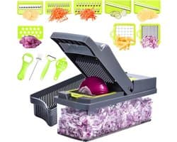 Groentenhakker - Keuken Snijder - Maaltijden Bereiden - 14-in-1 Functies - Met Container - Groen