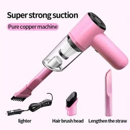 Handstofzuiger Auto - Draagbare Stomer - Huisdierhaar Verwijderen - 3500Pa Zuigkracht - 500 Gram Capaciteit - Roze — thumbnail 5
