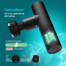 HoMedics Myti Draadloze Massage Gun - Lichtgewicht Design - 5 Opzetstukken - 4 Intensiteitsinstellingen - 3 uur Batterijduur - Massageapparaat - Verwarmde Opzetstuk - Opbergtas - HHP65 - Zwart — thumbnail 5