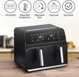 Dubbele Airfryer - Heteluchtfriteuse XXL - Gezond Koken - Sync Finish Functie - 8 Liter - Zwart — thumbnail 4