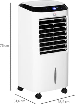 Mobiele Airco -Mobiele Luchtkoeler 10 L - Verdampingskoeler - 4 Functies - Led Display - Afstandsbediening - Voor Slaapkamer En Woonkamer - 38,2x31,6x76 cm - 60 W - Wit — thumbnail 5