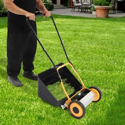 35,5 cm grasmaaier met duwhaspel en handmatige cilindermaaier met 12-42 mm maaihoogteverstelling en grasopvangbak voor kleine tuinen — thumbnail 2