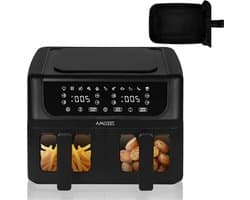 Heteluchtfriteuse - Airfryer - Gezond Koken - Dubbele Lades - 9 Liter - Zwart