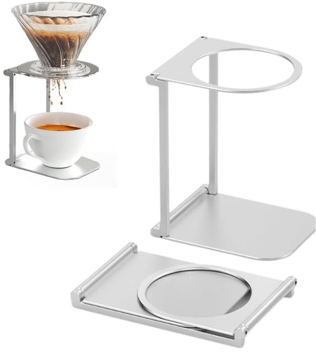 Dailygoods- Koffiestandaard Opvouwbaar - Draagbare Koffiemachinehouder - Pour-Over-Filterstandaard - Aluminiumlegering - Koffiedruppelhouder - Stabiliteit en Grip — afbeelding 1