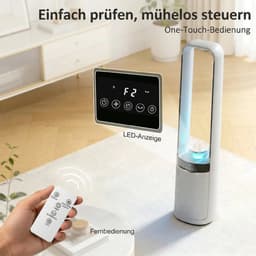 Cellista Bladloze Torenventilator - 45° Oscillerende Vloerventilator - Ventilator met Afstandsbediening - 3 Snelheden - 12 Uurs Timer - LED Verlichting - 230V — thumbnail 4