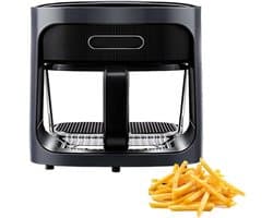 Luchtfriteuse - Olievrije Frituurpan - Gezond Koken - Panoramisch Zicht - 6 Liter Capaciteit - Zwart
