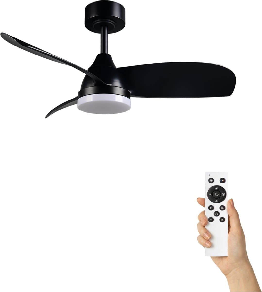 Fantiluxe - Ingrid - Plafondventilator met verlichting - Zwart - Ø90cm - Afstandsbediening - Met lamp - Plafond ventilator - Slaapkamer — afbeelding 1
