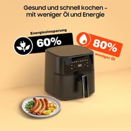 Luchtfriteuse XL - Hetelucht friteuse - Gezond koken - Stille werking - 65 liter - Zwart — thumbnail 4