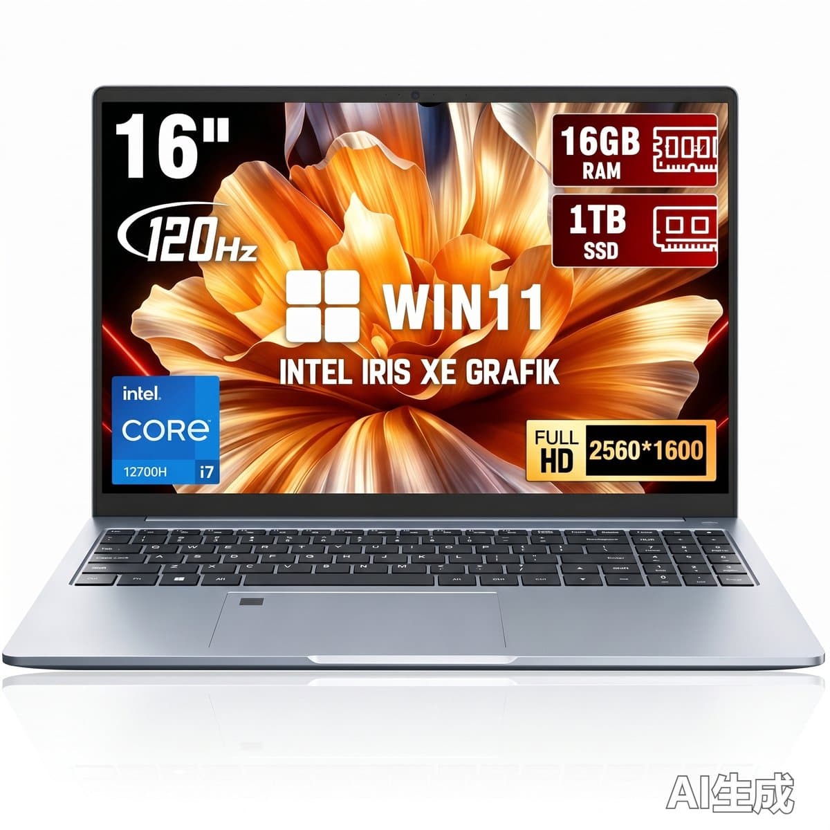Ninkear N16 Pro 16 inch laptop - Intel Core i7-12700H - 12GB DDR4 - 1TB SSD - QHD 120Hz - Intel Arc - Windows 11 — afbeelding 1