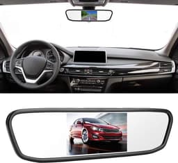Dailygoods - Dailygoody - Mirror Dash Cam - Achteruitkijkspiegelcamera - 4,3 Inch LCD - Nachtzicht - 170° Groothoek - 2-kanaals Ingang - Geschikt voor Auto en — thumbnail 5