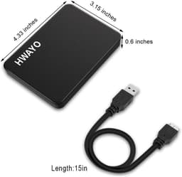 Externe Harde Schijf - Draagbare Opslag - Bestanden Opslaan - Plug and Play - 1 TB - Mat Zwart — thumbnail 5