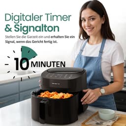Digitale Heteluchtfriteuse - Grote Airfryer - Gezond Frituren - 8 Programma's - 72 Liter - Zwart — thumbnail 2