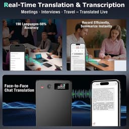 AI Voice Recorder, Note Voice Recorder met Transcriptie, Samenvatten, Vertaling, Digitale Spraakrecorder, App -besturing, 112 Talen, Audioverrecorder voor Lezingen, Vergaderingen (128G) — thumbnail 2