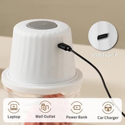 400 Ml Elektrische Knoflookhakker - Knoflookmolen Met 6 Messen Mini-Groentehakker - Draagbare Usb-Foodprocessor Voor Gember Chili En Fruit — thumbnail 2