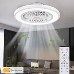 Plafondventilator met Verlichting Diameter 55.8 cm, Plafondventilator met Licht Dimbaar (3000K-4000K-6500K), 6 Snelheden met Afstandsbediening, Timer, Lichtgeheugen, Geschikt voor Slaapkamer — thumbnail 3
