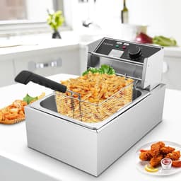 Elektrische Friteuse - Friteuse met mand - Thuis Frituren - Roestvrij staal - 63 liter inhoud - Zilverkleurig — thumbnail 3