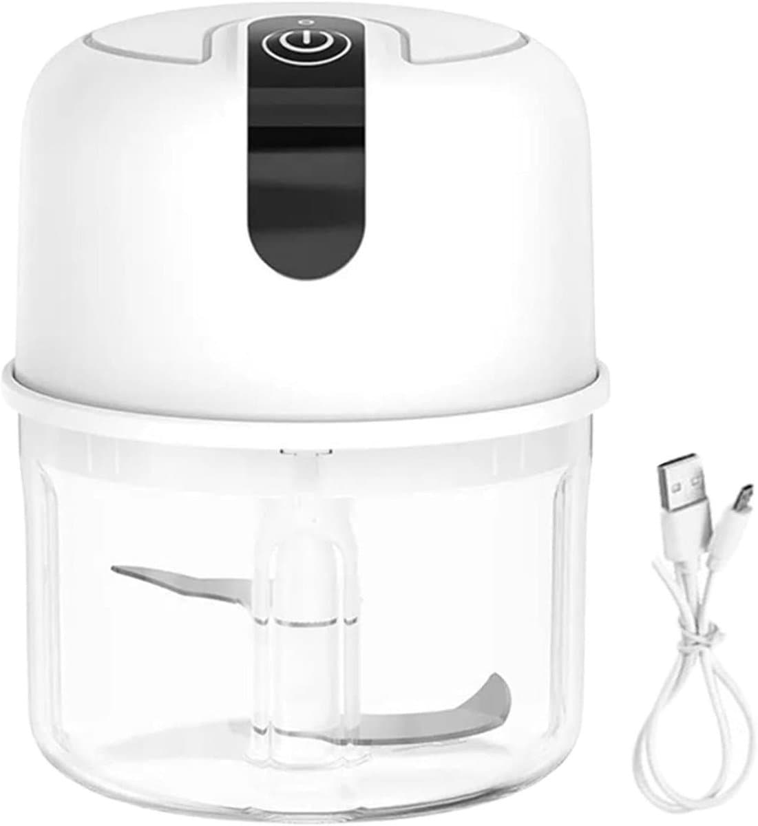 Elektrische Chopper - Keukenmachine Hakker - Snel Ingrediënten Snijden - Oplaadbaar Via USB - 9.3 x 9.4 cm - Wit — afbeelding 1