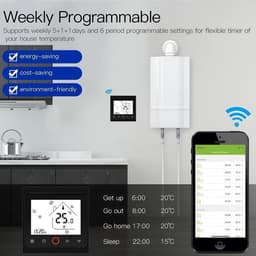 Slimme Thermostaat - Verwarming Bediening - Energie Besparen - App Bediening - 220 Volt - Zwart — thumbnail 3