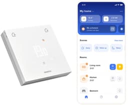 Netatmo Slimme Thermostaat ORIGINAL – Draadloze Smart Thermostaat – App Bediening, Energiebesparing & Verbruiksinzicht – Matter Compatibel – Werkt met Apple Home, Google Home, Alexa & SmartThings – Wit — thumbnail 1