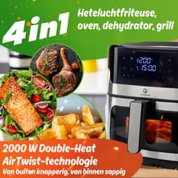 Nutrilovers NUTRI-FRYER Heteluchtfriteuse, roestvrij staal, XXL, 8 liter, 2000 W, roestvrij staal met led-touch-display, Double Heating technologie, kijkvenster, vetarme friet, friteuse zonder olie [Energieklasse A+++] — thumbnail 9