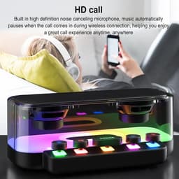 OLOEY Bluetooth-luidspreker Stereo-surroundgeluid - met RGB-atmosfeerlicht en mechanische toetsen - waterdicht draagbaar geluid van de lPX5-klasse - geschikt voor mobiele telefoons, tablets en computers — thumbnail 2