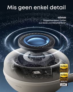 soundcore Space 2 by Anker, Active Noise Cancelling Koptelefoon, Comfortabele Pasvorm, 50H Speeltijd, LDAC Hi-Res Draadloze Audio, Dual Connection, Helderre Gesprekken, Bluetooth 6.1, Nap Mode, Draagdetectie — thumbnail 12