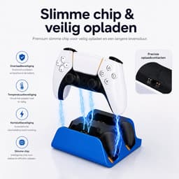 Sounix Oplaadstation geschikt voor PS5 Slim Controller - 2in1 charging station - PS5 accessoires - Blauw — thumbnail 4