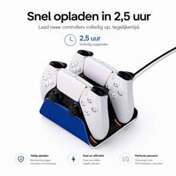Sounix Oplaadstation geschikt voor PS5 Slim Controller - 2in1 charging station - PS5 accessoires - Blauw — thumbnail 5
