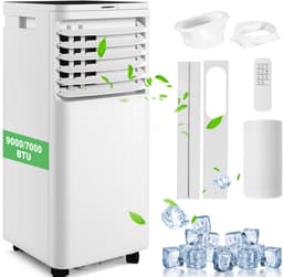 Glitzerlife - Mobiele Airco - Mobiele Airconditioner Aircooler - 9000 BTU Koelvermogen - Met Afvoerslang en Afstandsbediening - ABS Airconditioner voor Slaapkamer en Woonkamer - Wit — thumbnail 1