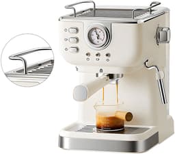 Espressomachine 20 Bar – Halfautomatisch – Melkopschuimer – Met Drukmeter – 1050W – Voor Espresso & Cappuccino — thumbnail 4