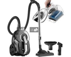 tectake® Zakloze Stofzuiger VC900 - Sterke 900 W Stofzuiger met Snoer - Eenvoudig Schoon te Maken - Zonder Zak - Geschikt voor Tapijten en Gladde Vloeren - Snoerlengte 490cm