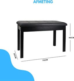 Livista Pianobank – Klassieke Piano Kruk – met Opbergruimte – Comfortabele Zitting – 70 x 30 x 48 cm – Zwart — thumbnail 2