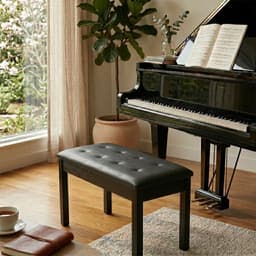 Livista Pianobank – Klassieke Piano Kruk – met Opbergruimte – Comfortabele Zitting – 70 x 30 x 48 cm – Zwart — thumbnail 5