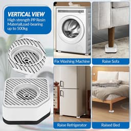 Trillingsdempers wasmachine - Trillingsdempers - Anti-vibration pads - Washing machine pads - Non-slip feet - 4.5cm height - Set of 4 - Kitchen stove riser - Dryer - Fridge - Dishwasher - Noise reduction - Wit — thumbnail 4