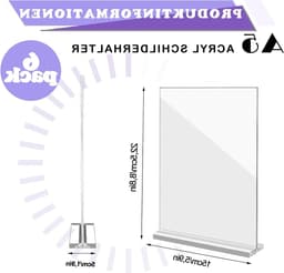Acryl Sign Houder voor Tafel, Dubbelzijdige Verticale Displaystandaard voor Foto's, Ideaal voor Thuis, Kantoor en Winkels — thumbnail 2