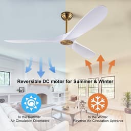 Plafondventilator - Ventilator Plafond - Binnen en Buiten Gebruik - Omkeerbare DC Motor - 60 Inch - Goud Wit — thumbnail 5