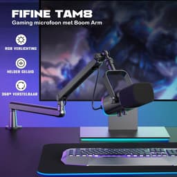 FIFINE TAM8 XLR - USB / XLR Studio microfoon - Flexibele Arm ( BM88 ) - Met kabelgoot - Geschikt voor PC/PS4/PS5 - RGB - Podcast - Gaming - Streaming - Zwart — thumbnail 4