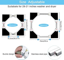 Stapelset voor wasmachine en droger van 74 cm (29 inch), universele stapelset voor wasmachine en droger, verstelbare stapelset voor wasmachine en droger van 74 cm (29"/28"/27"/26"/25"/24"). — thumbnail 3