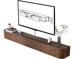 Zwevende tv-unit - Tv-meubel wandmontage - Woonkamer opbergen - Neerklapbare deuren - 160 cm breed - Bruin