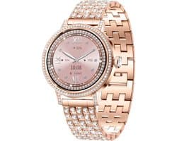 Knobbout 1.27" (3,2 cm) Smartwatch met Fonkelende Strass Steentjes – Luxe Design | Bellen via Bluetooth | Hartslag, Bloeddruk & SpO2 | IP67 Waterdicht | BT 5.3 | HD Scherm -Goud