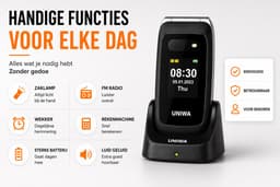 Uniwa V202T Senioren Telefoon 4G Senioren GSM Mobiele Telefoon Klaptelefoon Grote Toetsen SOS Noodknop Simlockvrij Oplaadstation Luid Geluid — thumbnail 5