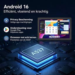 X6PROL Tablet 10.1 inch - 6GB RAM + 256GB opslag - Octa-core - Android 16 - Inclusief Hoesje, Toetsenbord, Muis & Koptelefoon - WiFi 6 - Zwart — thumbnail 5
