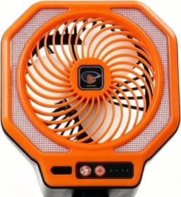 Kampeerventilator met lamp - Oplaadbare ventilator - Buitenactiviteiten en stroomuitval - 3-snelheden stille werking - 16x15x16 cm - Oranje — thumbnail 5