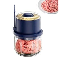 Elektrische Mini Chopper - Keukenmachine Hakmolen - Snel Ingrediënten Snijden - Draadloos en Draagbaar - 350 ml Capaciteit - Blauw