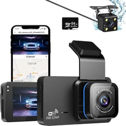 1296P Dash Cam voor en achter dubbele lens Dashcam WiFi GPS in auto camera Dashboard Camera met 64 GB SD-kaart, nachtzicht, Full HD, Loop opname, 140 groothoek, APP-bediening, 3 inch IPS-scherm, Max — thumbnail 1