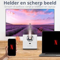 Beamer Projector - Mini Beamer - Thuisbioscoop Creëren - Android Apps Ingebouwd - 1280x720p Resolutie - Wit — thumbnail 2