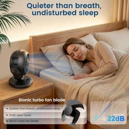 Stille Ventilator - Tafelventilator Bureau - Luchtcirculatie Thuis - Fluisterstil Geluid - 20 m² Ruimte - Zwart — thumbnail 3